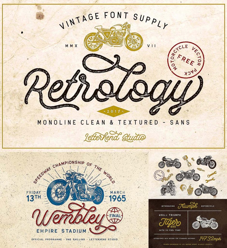 Script Retro Logos Retrology a retro monoline script | Free download