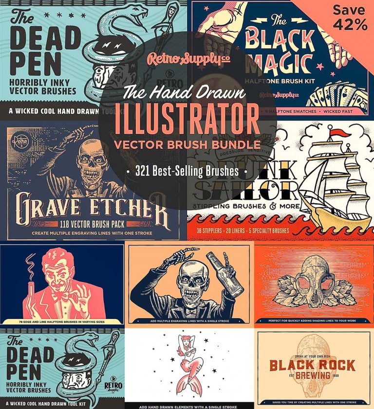 The Hand Drawn Illustrator Brush Bundle Free download
