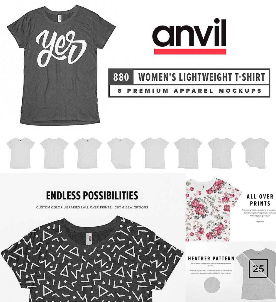Download Anvil 880 Ladies T-Shirt Mockups | Free download