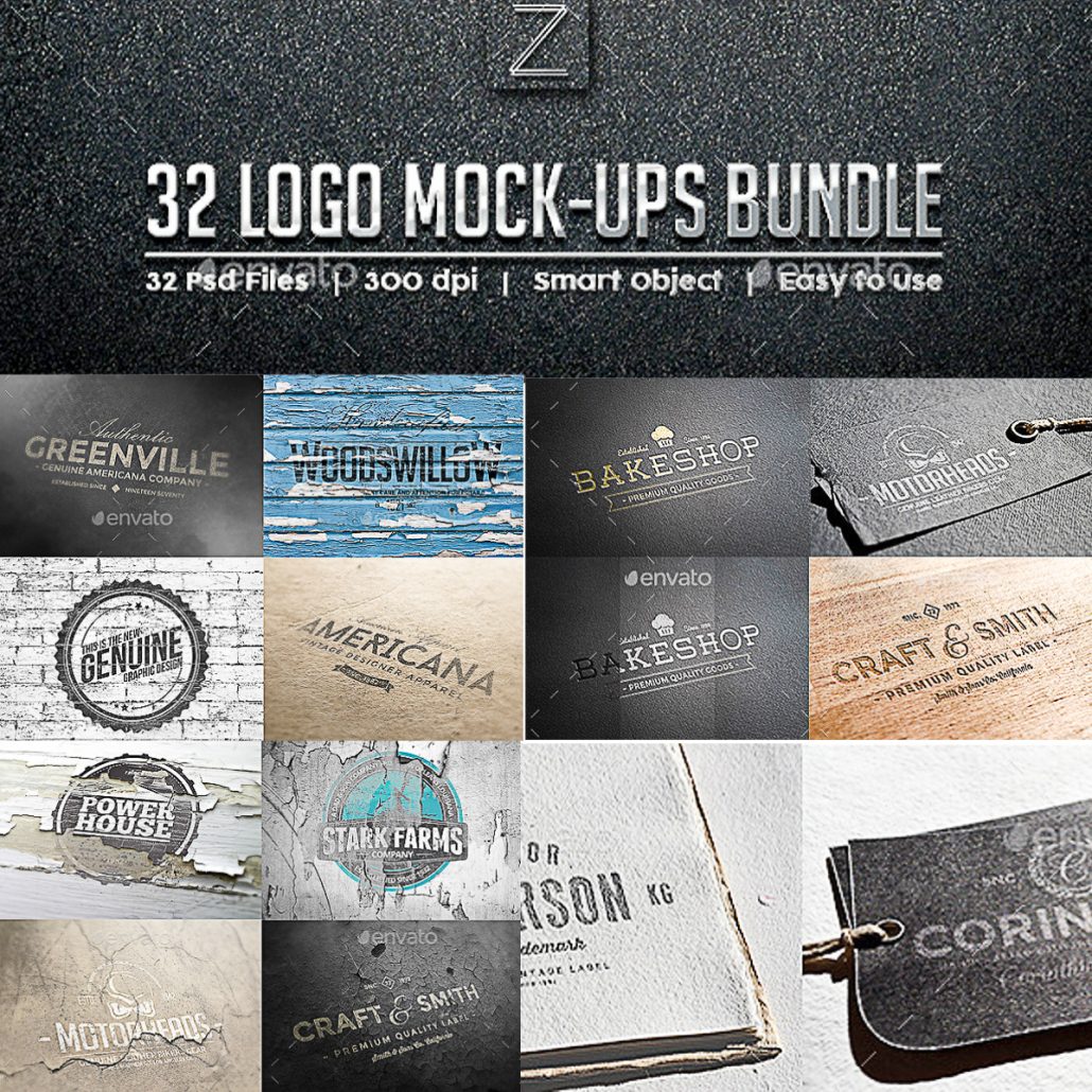 32 Logo Mock Ups Bundle | Free Download