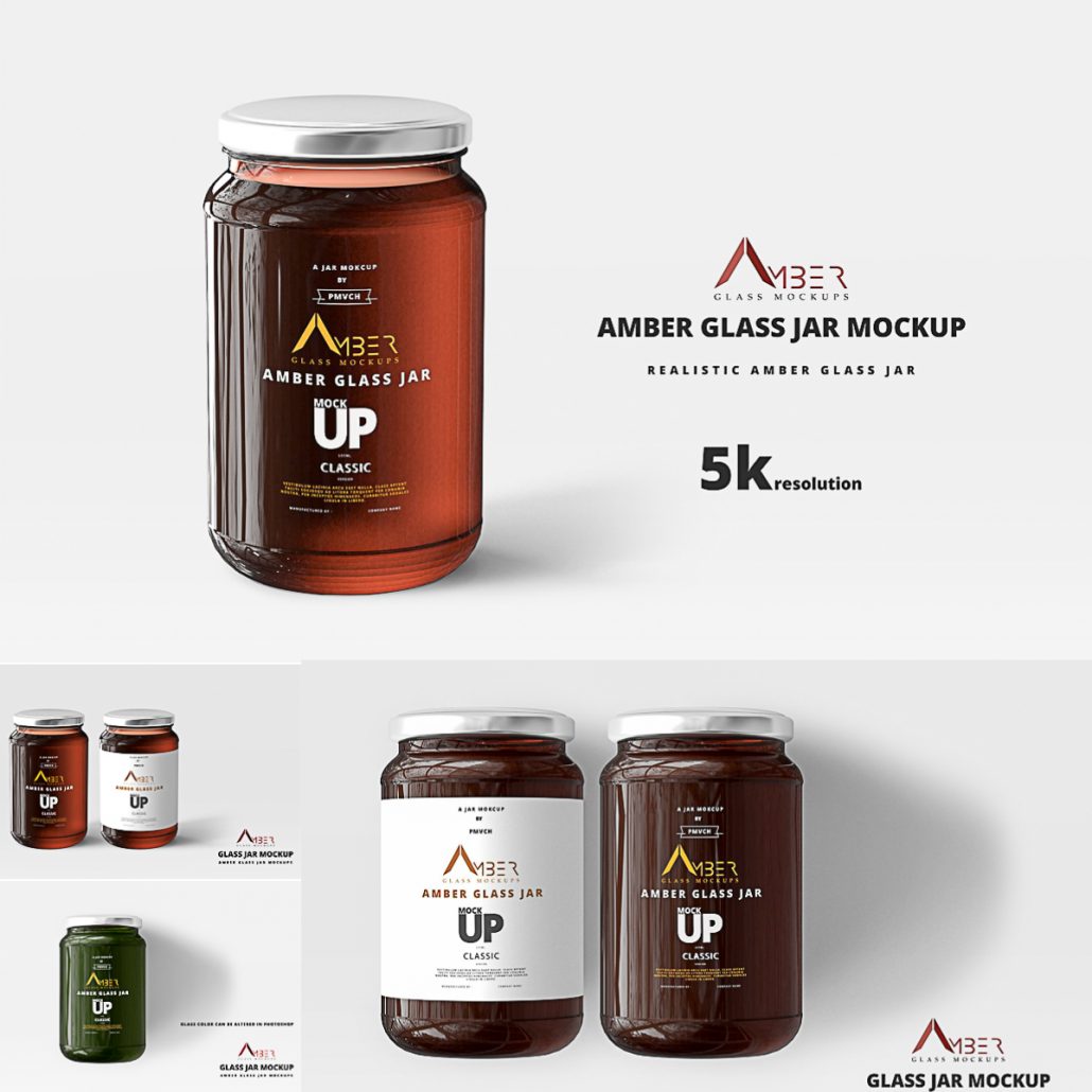 Download Amber Glass Jar Mockup Set | Free download