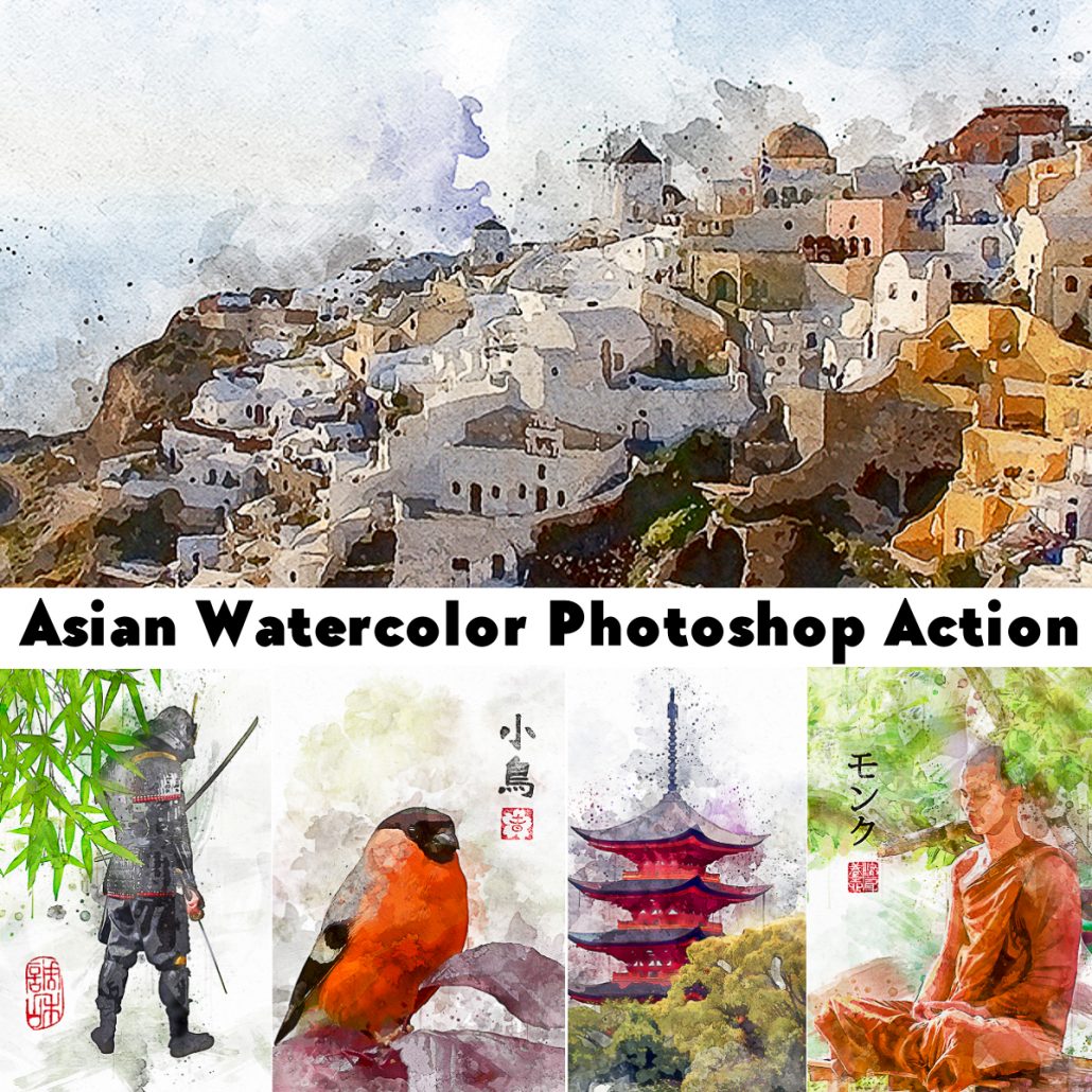 Asian Watercolor Photoshop Action | Free download
