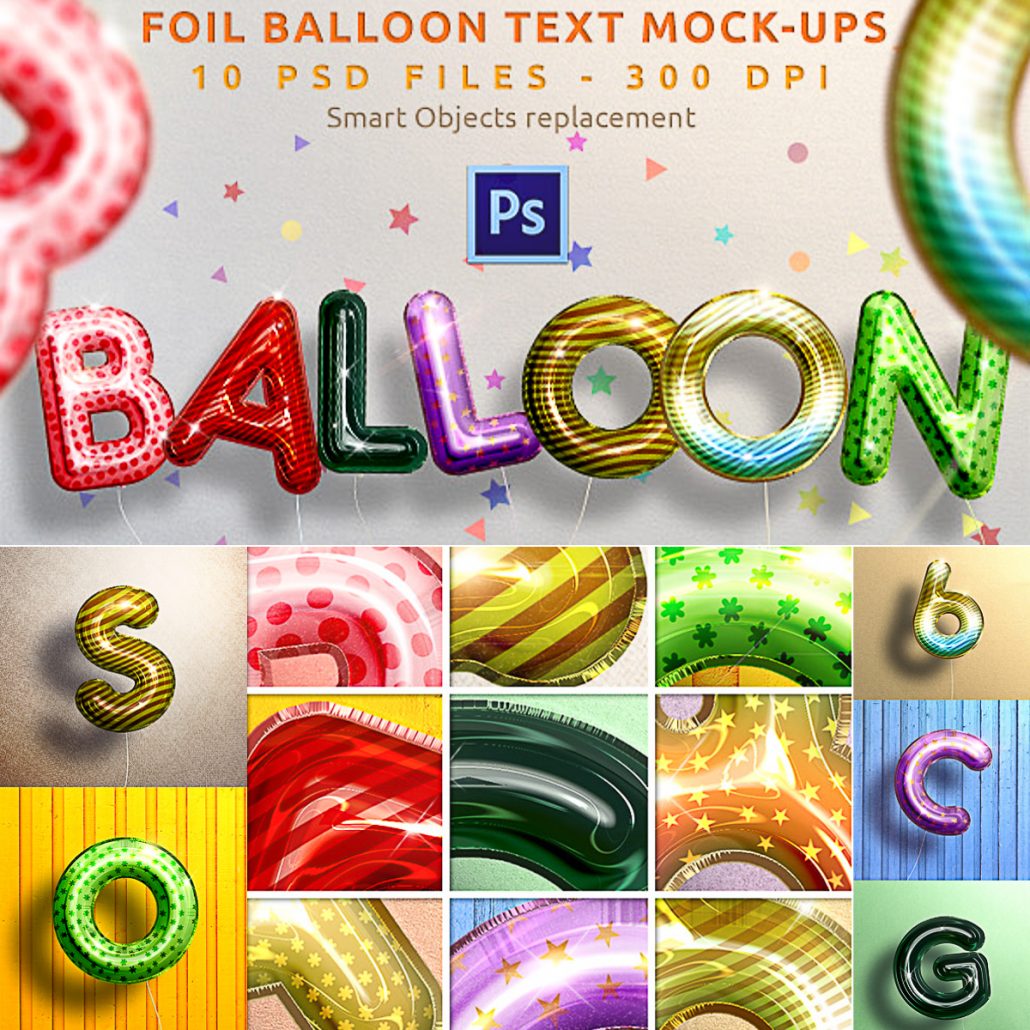 Download Realistic Balloon Text Mockups | Free download