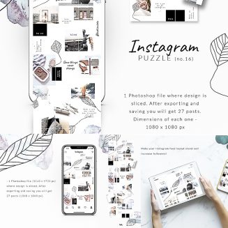 Instagram Puzzle Template Watercolor | Free download