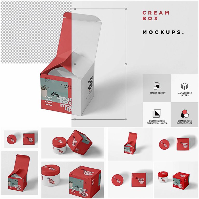 Cosmetic Jar Box Mockups | Free download