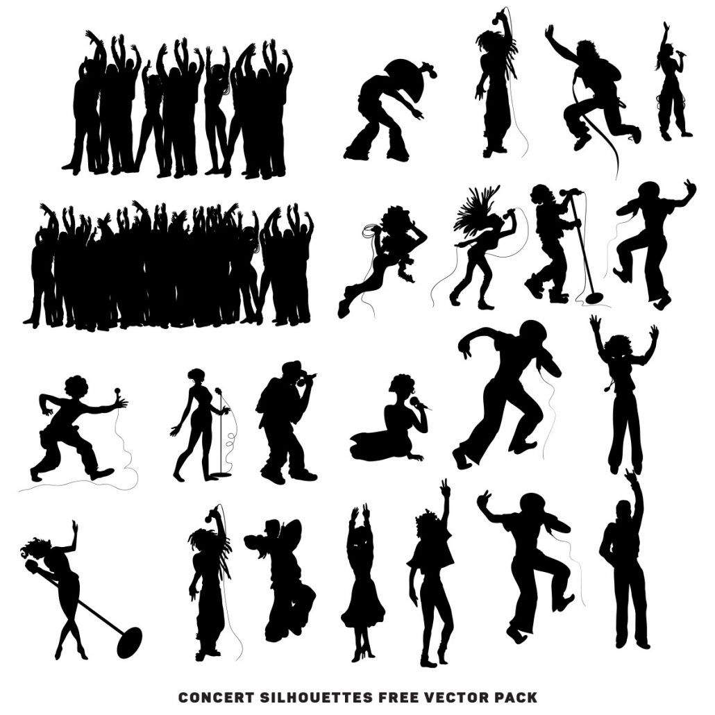 Set of 20+ concert people silhouettes. Perfect for banners, posters ...
