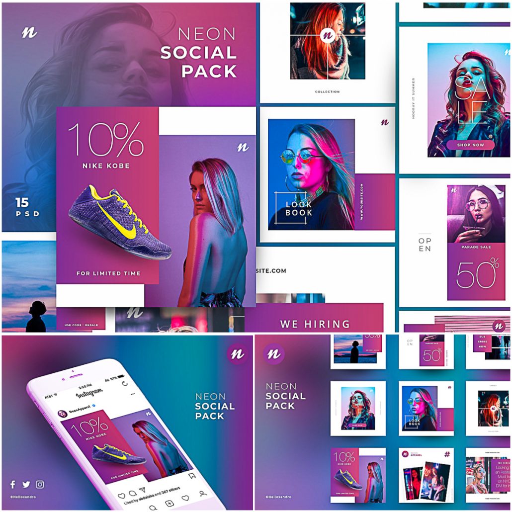 Download Neon Social Media Pack | Free download