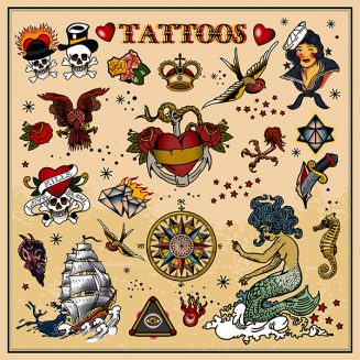 Old school tattoo emblems set vector image | Free download