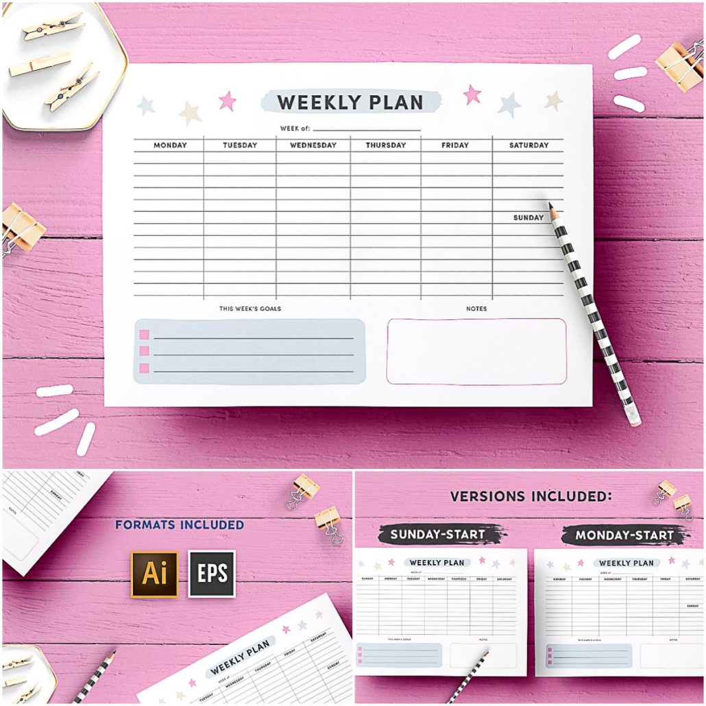 Weekly Planner Page Template Free download