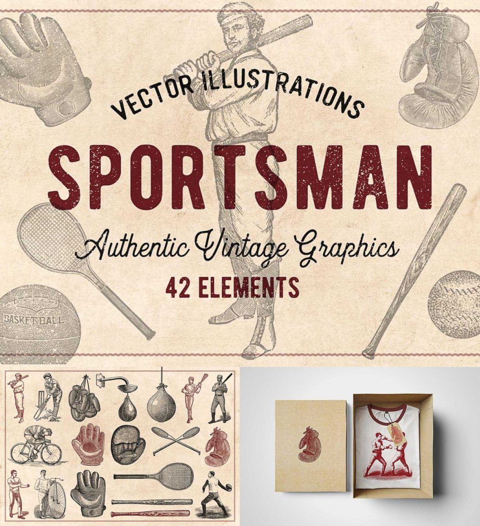 42 Vintage Sports Illustrations | Free download