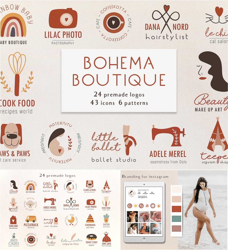 Bohema Boutique Logo Templates Free download