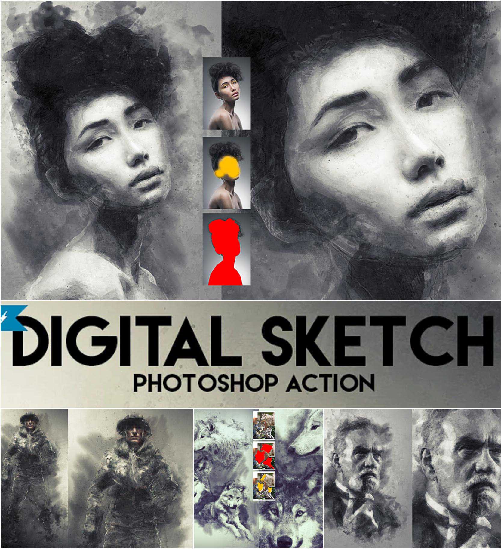 digital sketch photoshop action free download