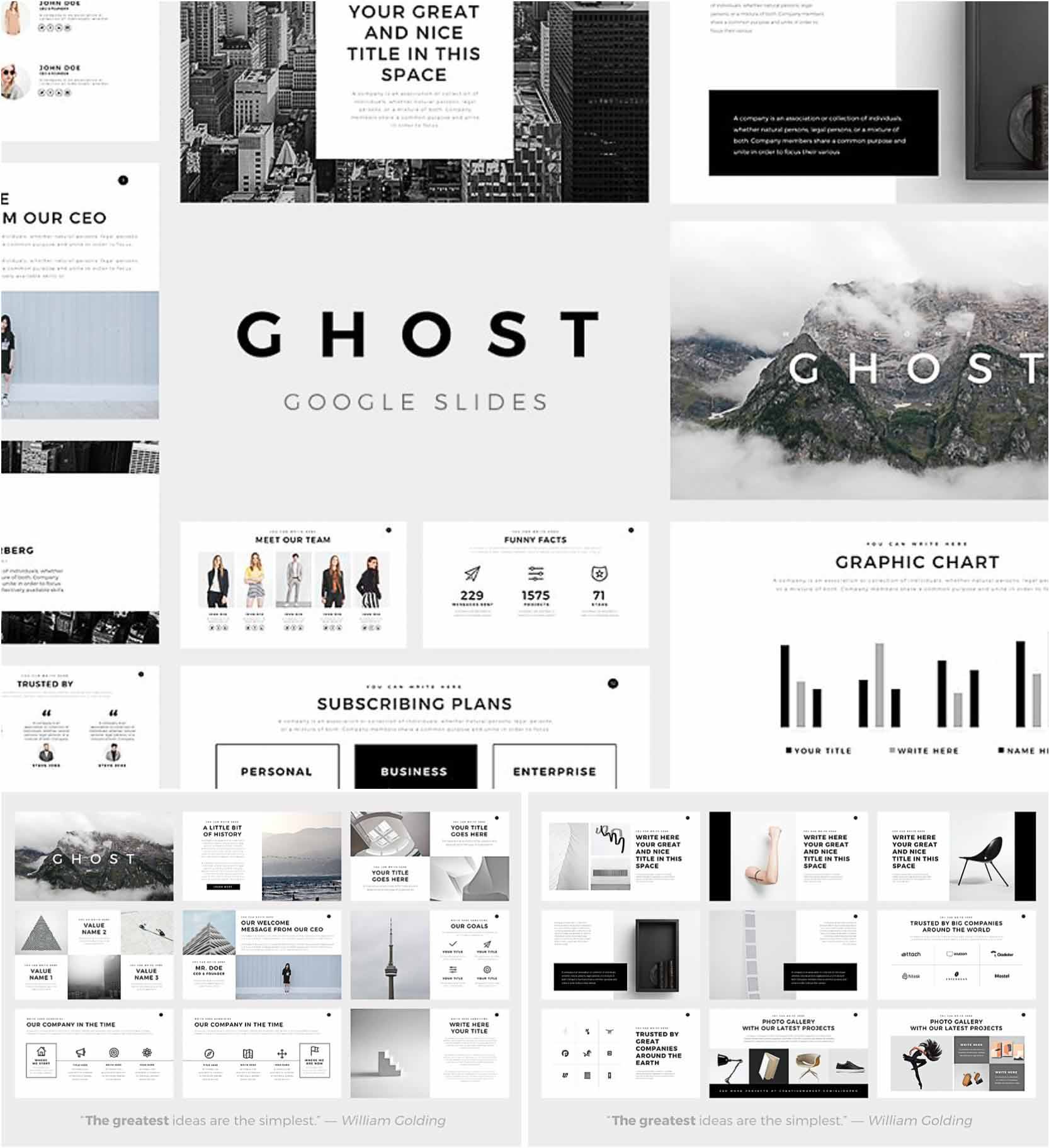 Ghost Minimal Google Slides Free download