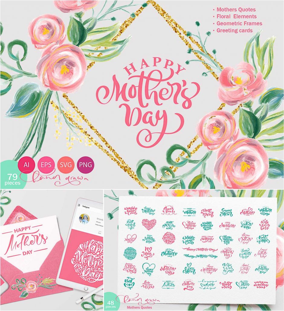 Download Happy Mothers Day Vector Flowers Set | Free download