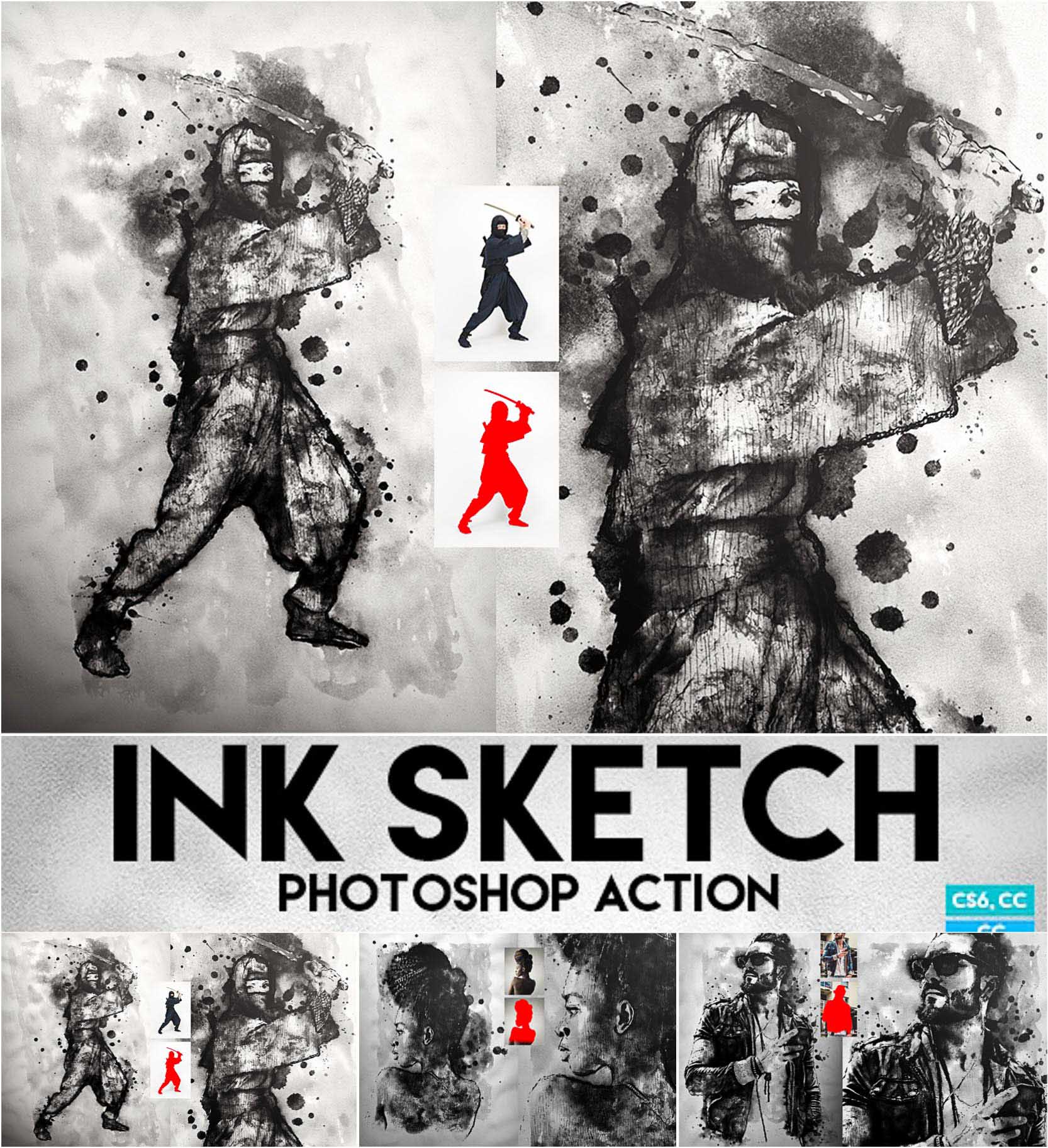 illustration sketch painting photoshop action free download
