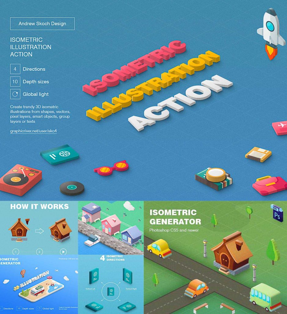 isometric action illustrations download