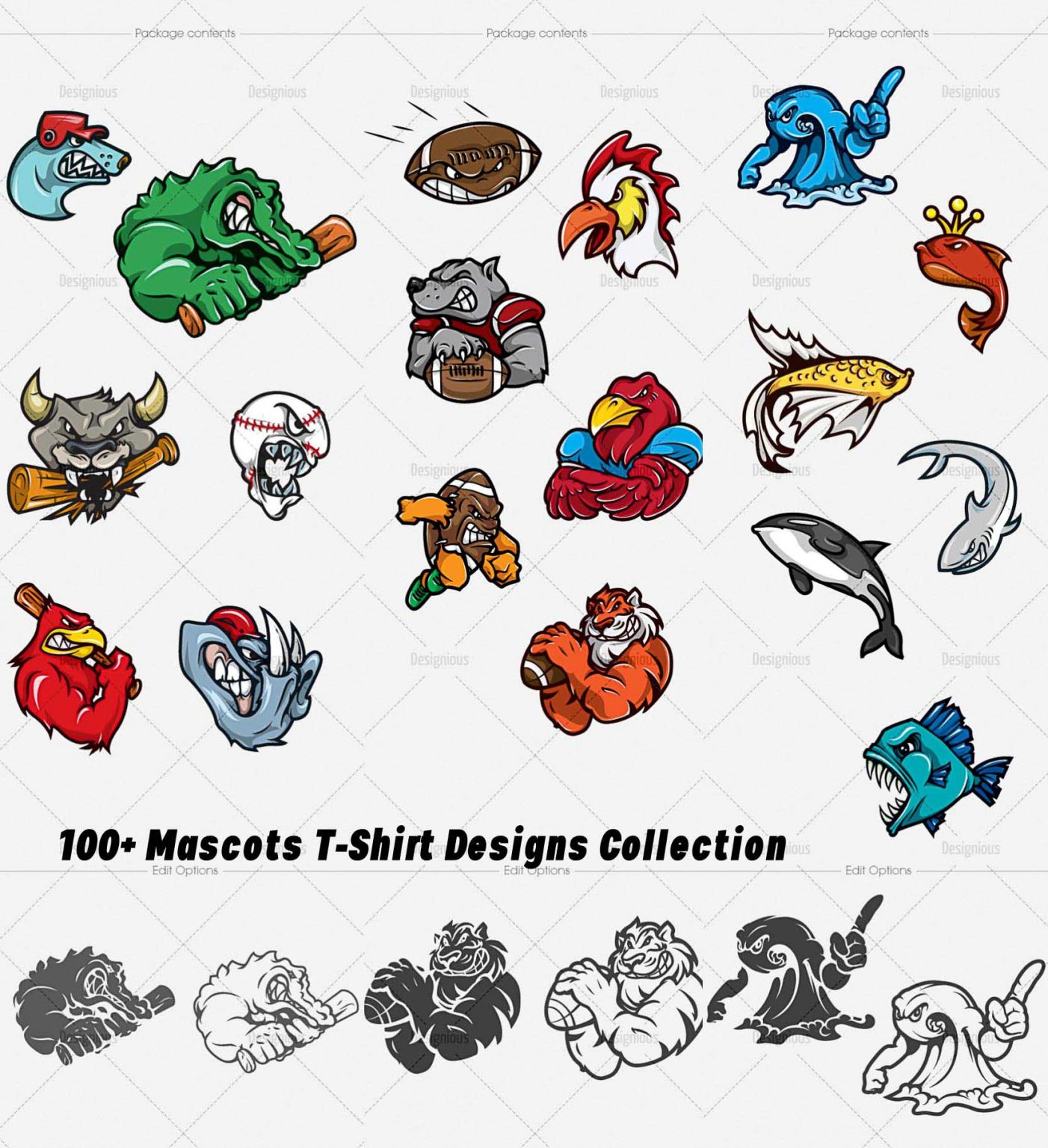 Set of 100+ Sports Mascots Vector Illustrations. You will get