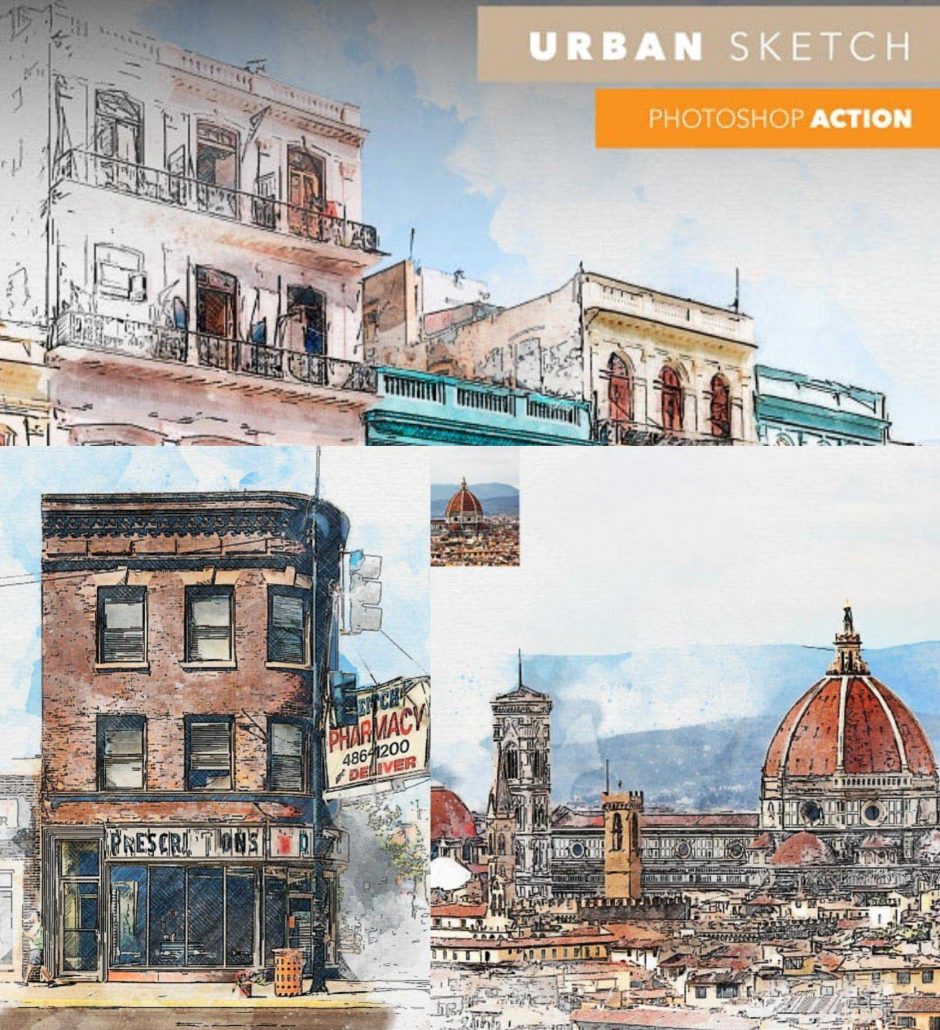 Urban Sketch Photoshop Action | Free download