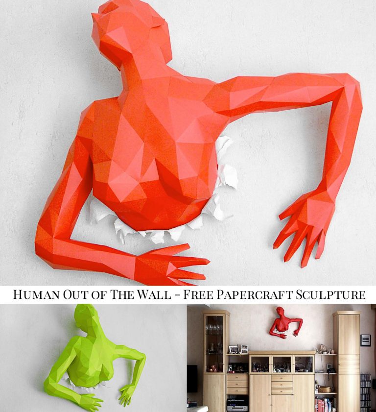 Human Out of the Wall Papercraft Sculpture Free download