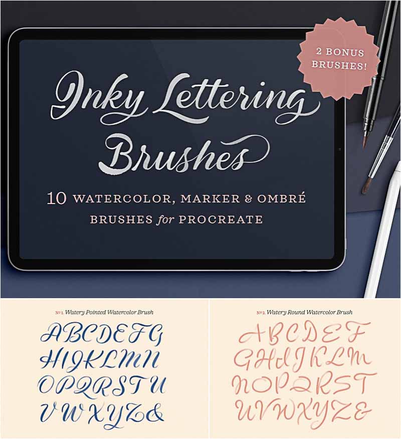 free procreate hand lettering brushes