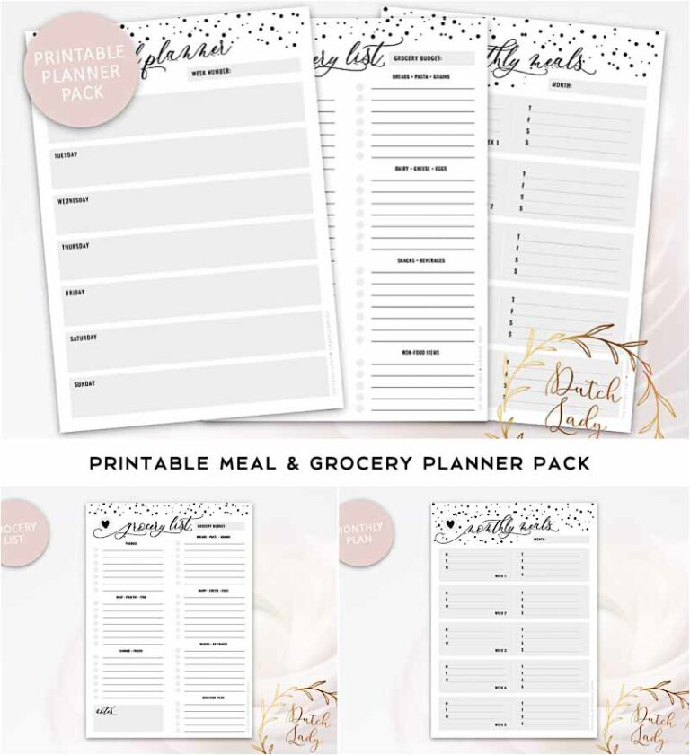 printable meal plan sheets