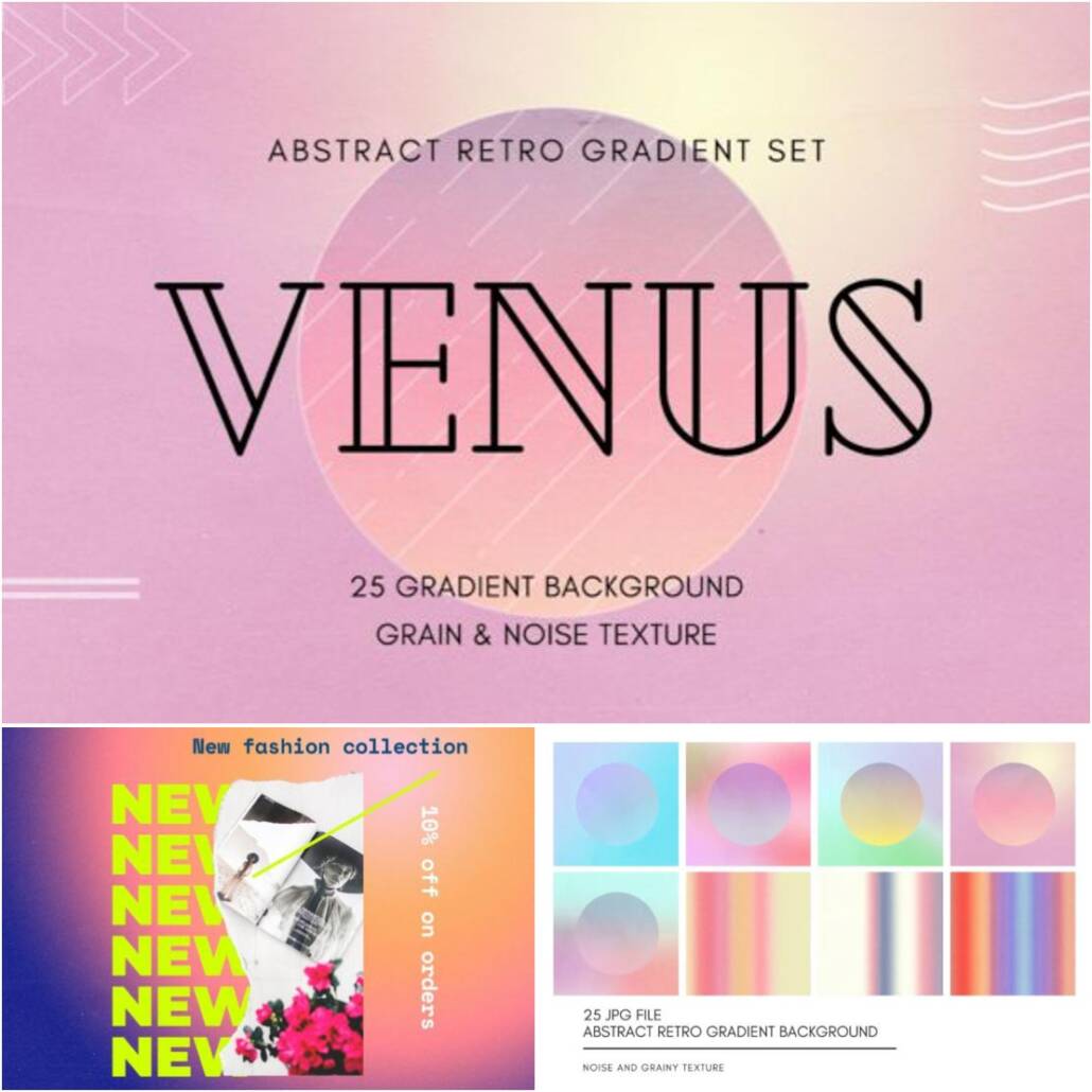 Gradient Vector Retro Gradient Retro Background Set | Free download