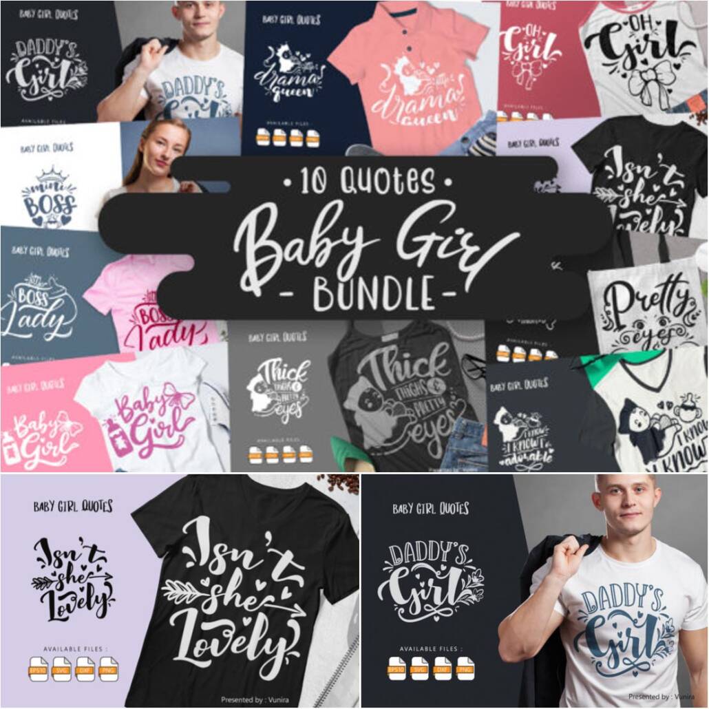 10 Baby Girl Bundle Lettering Quotes | Free download