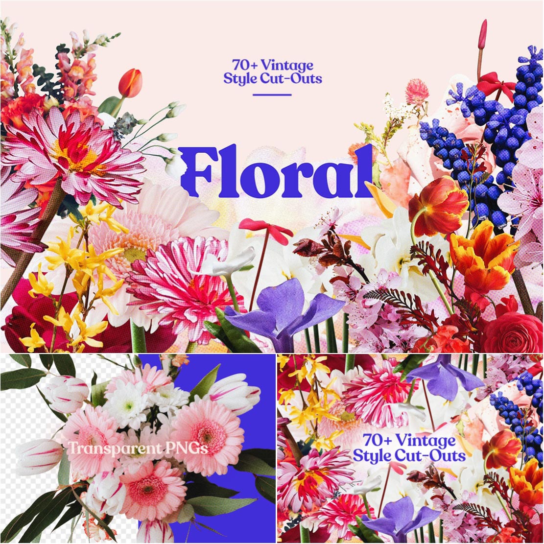 70 Vintage Floral Cut-Outs