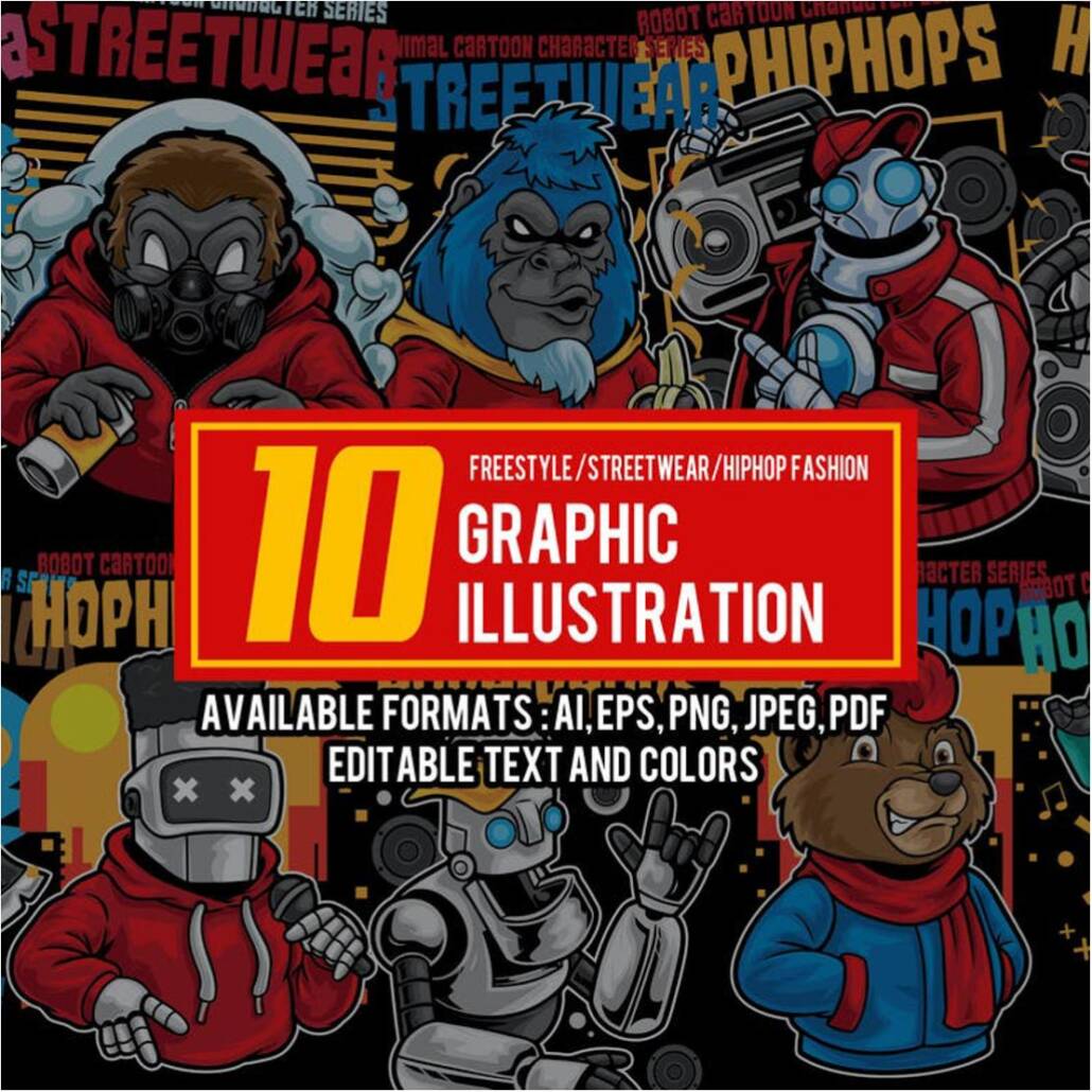Funny Cartoon T-Shirt Graphics Set | Free download