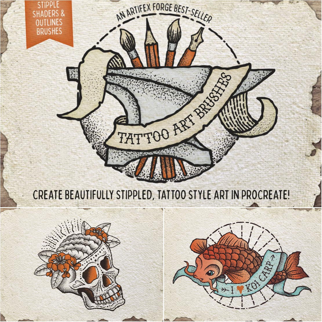 Tattoo style art brushes  Free download