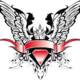 heraldic crown wings ribbon vector