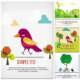 cute birds and trees card vector