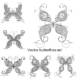 Set of 6 vector butterflies with floral design