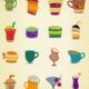 drinks and cups set vector