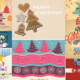 Winter holidays greeting cards set of vectors