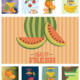 Grocery store fresh food pattern set vector