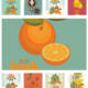 Vegetables and fruits shop pattern set vector