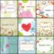 Floral background cartoon set vector