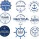 Nautical badges anchor set vector
