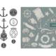 Decorative nautical elements print set vector