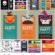 Colorful Halloween party vectors with pumpkins
