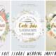 Golden wedding invitations with flowers