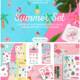 Summer set tropical watercolor set